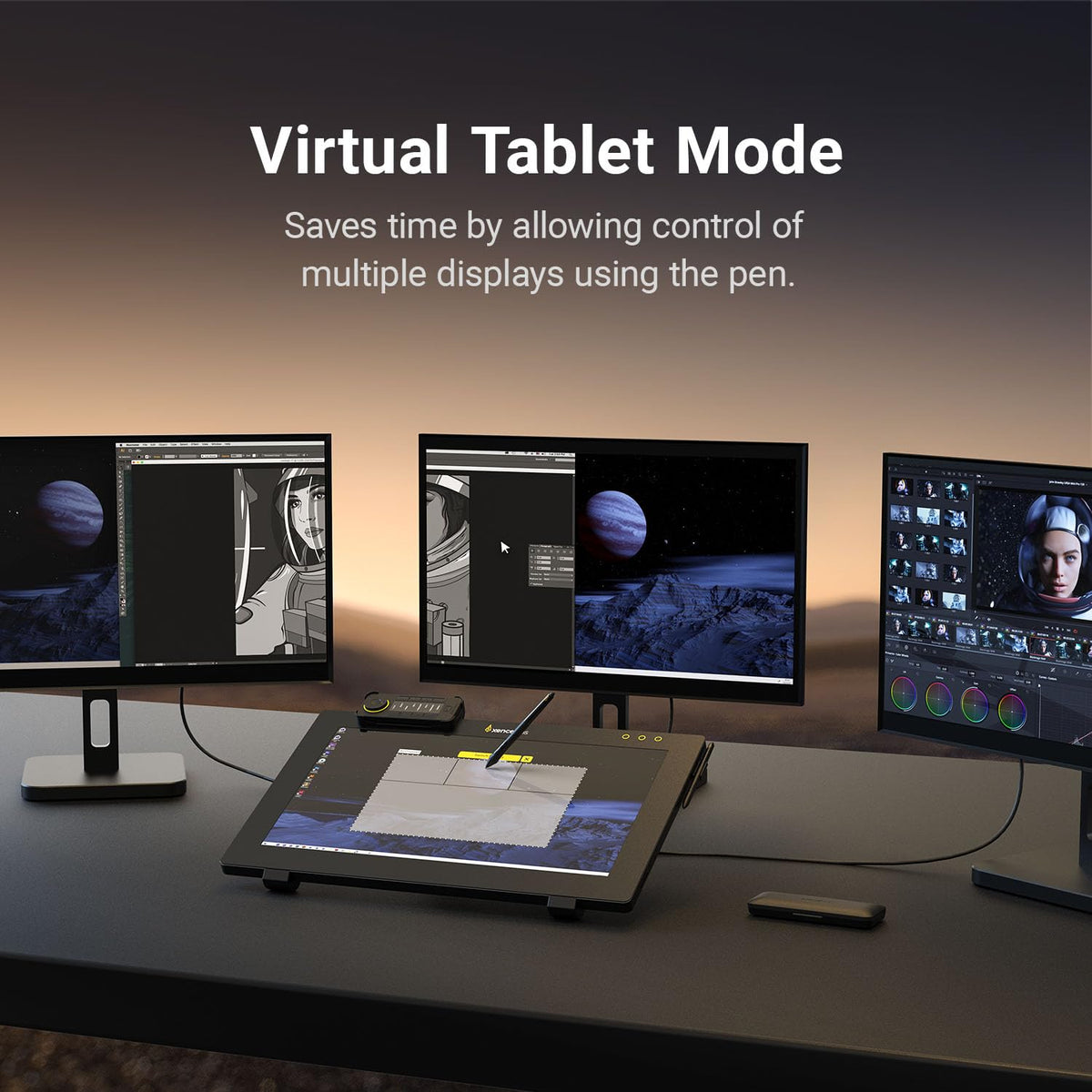 Xencelabs Pen Display 24, Drawing Tablet with 4K Screen Monitor, 99% Adobe RGB Graphic Drawing Display with 40 Customizable Quick Keys, 2 Battery-Free Pens, 8192 Levels Pressure for Win/Mac/Linux