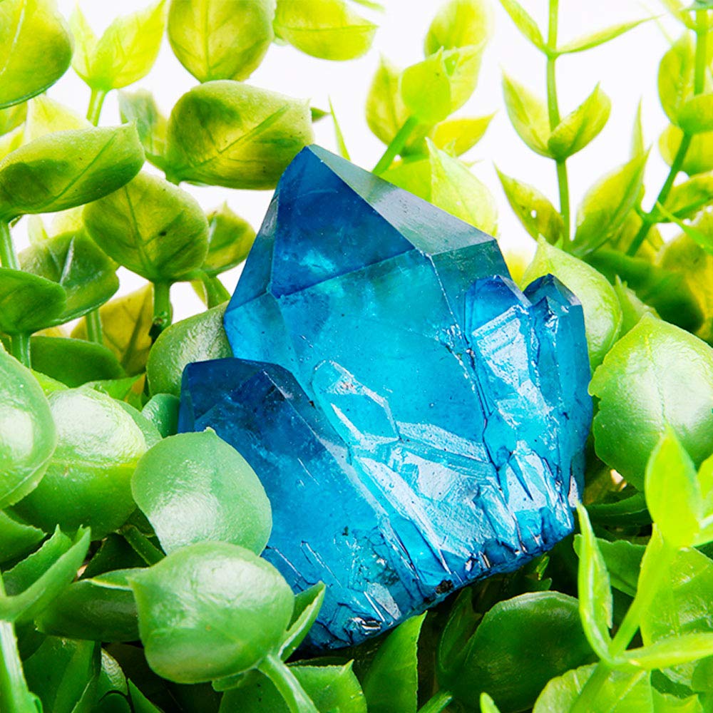 Wixine 1Pcs Blue Color Titanium Natural Quartz Cluster Crystal Gemstone Specimens