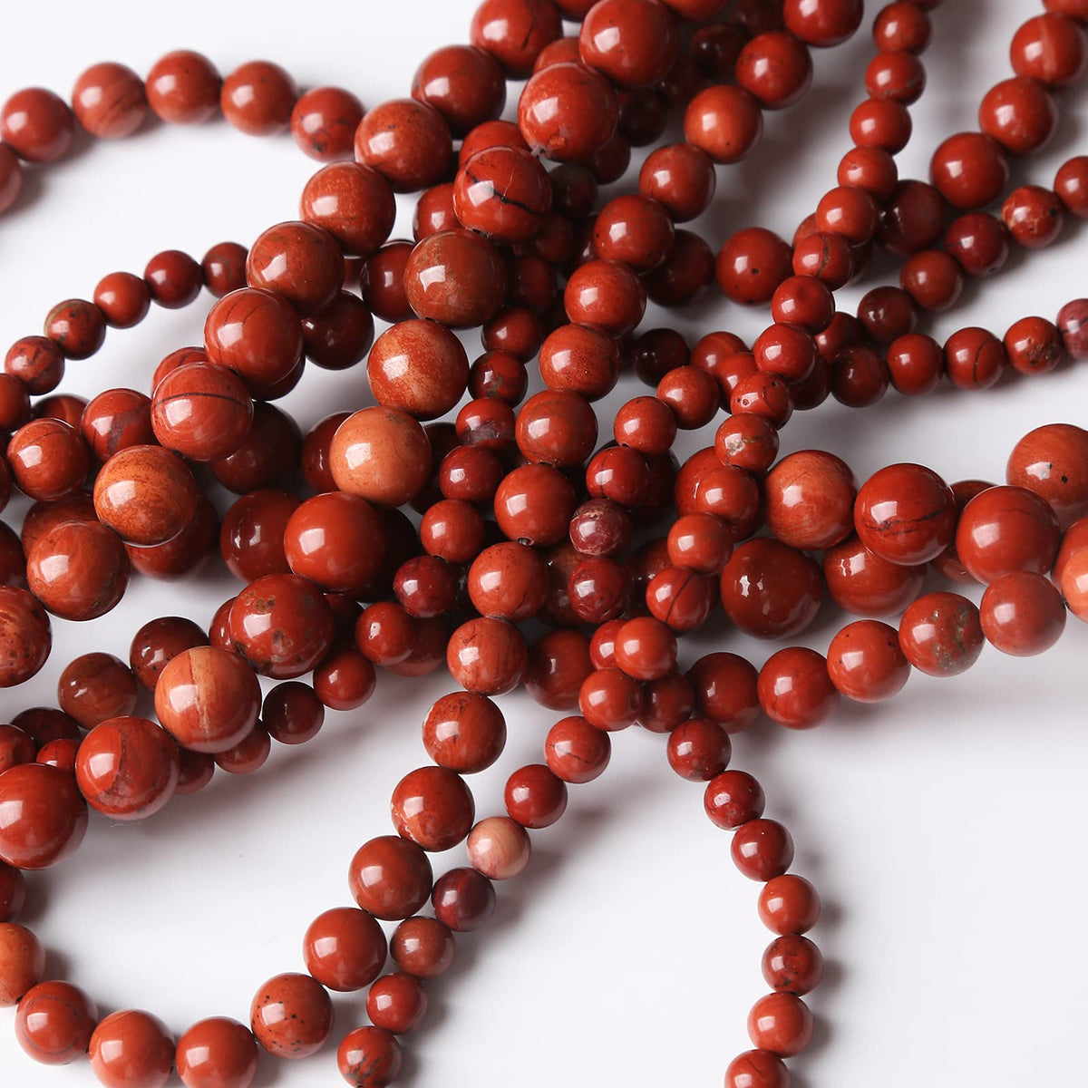 48PCS 8MM Red Jasper Stone Beads Round Loose Beads for Jewelry Making DIY Energy Stone Healing Power Bracelet 15in