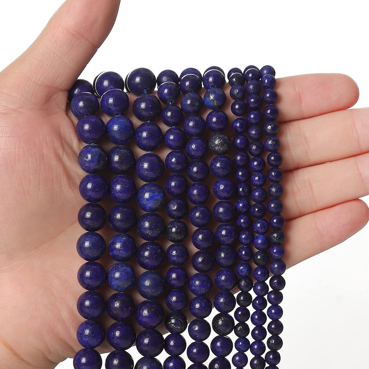 60pcs 6mm Natural Lapis Lazuli Gemstone Beads Energy Healing Crystal Round Loose Stone Beads for Jewelry Making, DIY Bracelets Necklaces