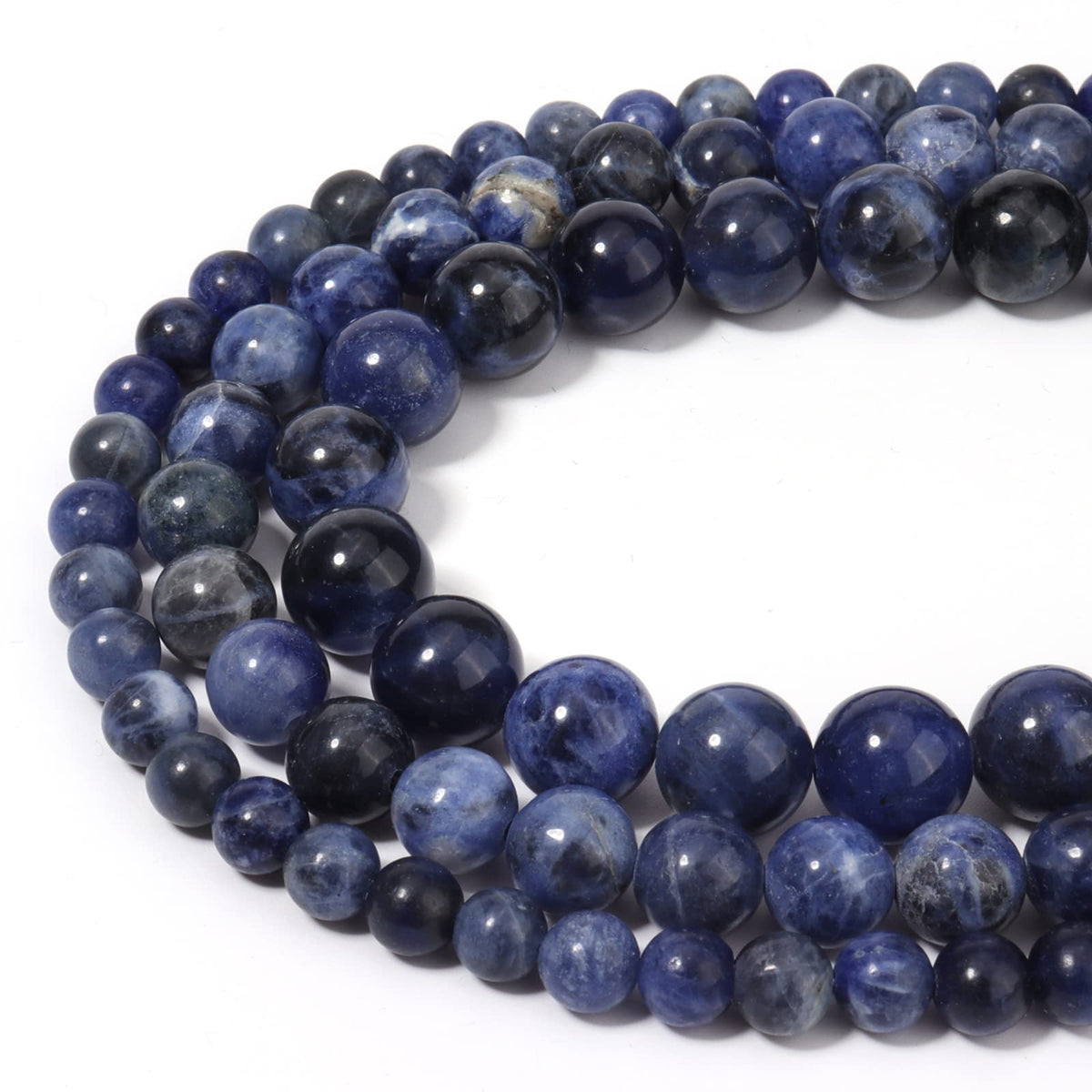 60pcs 6mm Natural Stone Beads Blue Sodalite Beads Energy Crystal Healing Power Gemstone for Jewelry Making, DIY Bracelet Necklace