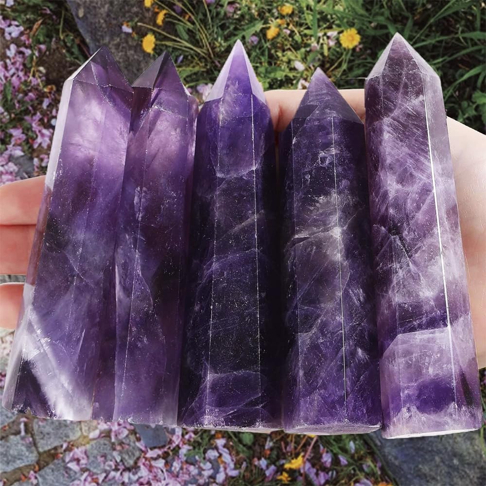 Amethyst Crystal Point Wand 5.9 Inch Natural Healing Crystal Wand for Reiki Chakra Balancing Meditation & Spiritual Energy Therapy(5.9inch Wand Amethyst)