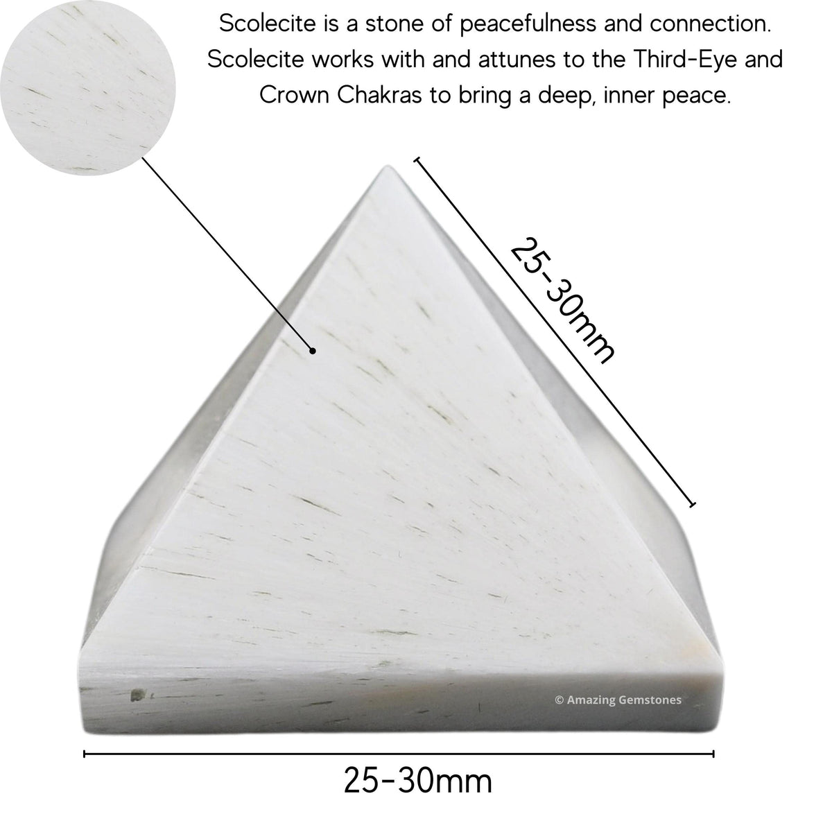 Amazing Gemstone Scolecite Pyramid Crystal Healing Stones - 1" Great Pyramid Figurine of Natural Stone Pyramid for Meditation, Reiki, Chakra Balancing and Crystal Pyramids Grid