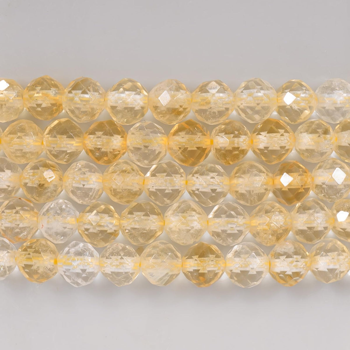 Angelstones Natural Citrine Gemstone Stretch Bracelet, 4mm Faceted Round Beads, Crystal Healing for Women