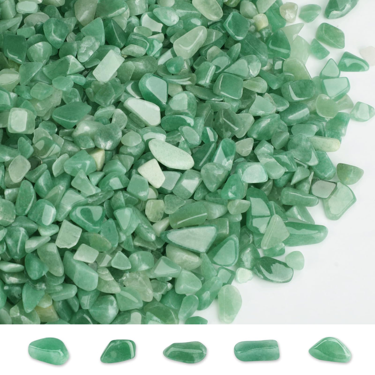 gemshan 2lb Aventurine Quartz Chips Natural Crushed Crystal Chip Bulk 7mm-9mm Tumble Healing Crystal Stone for Aquarium Vase Plant Decoration Jewelry DIY