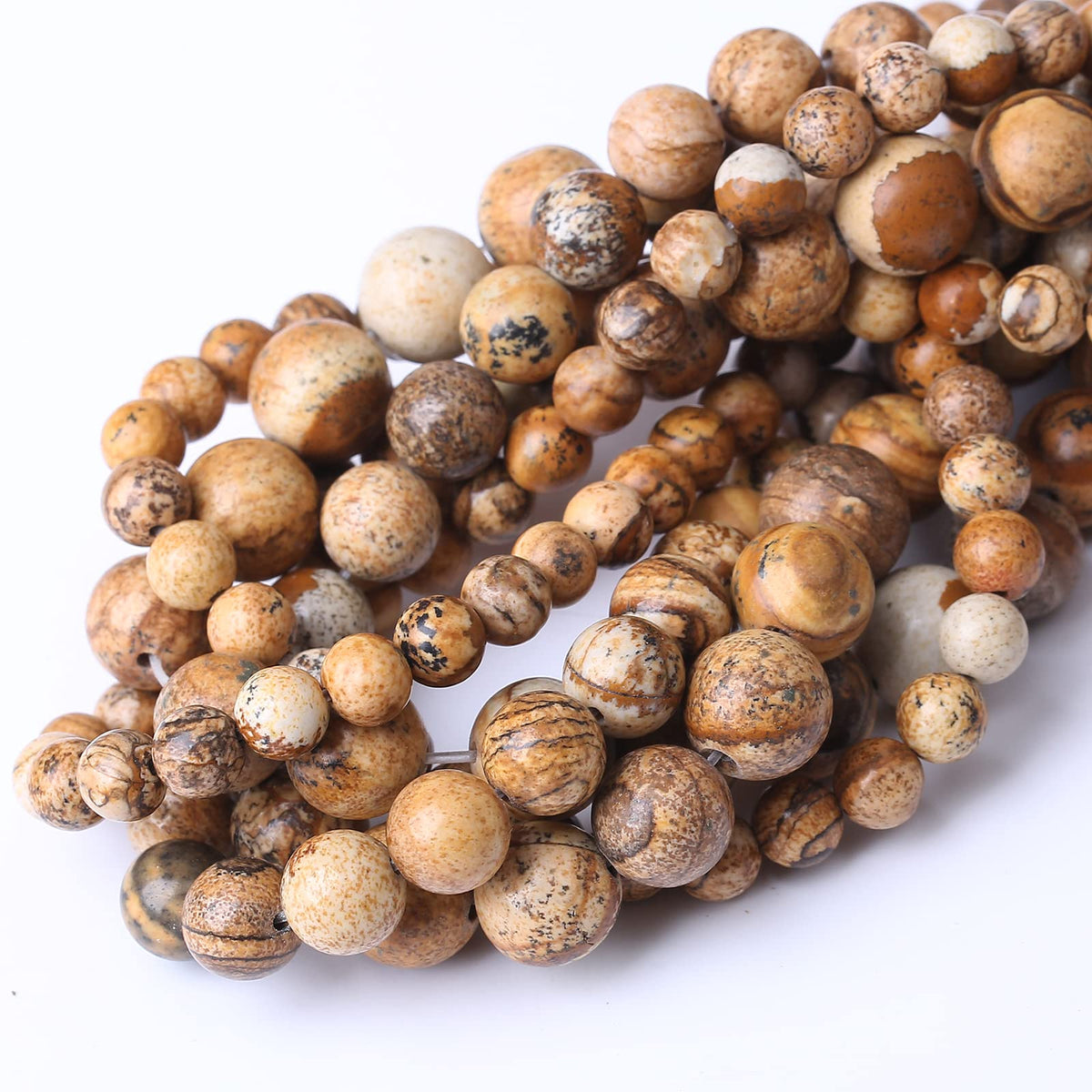 48PCS 8MM Pictures Jaspers Stone Beads Energy Healing Beads for DIY Jewelry Bracelet Necklace Making for Jewelry Making 15" (Pictures Jaspers, 8MM)