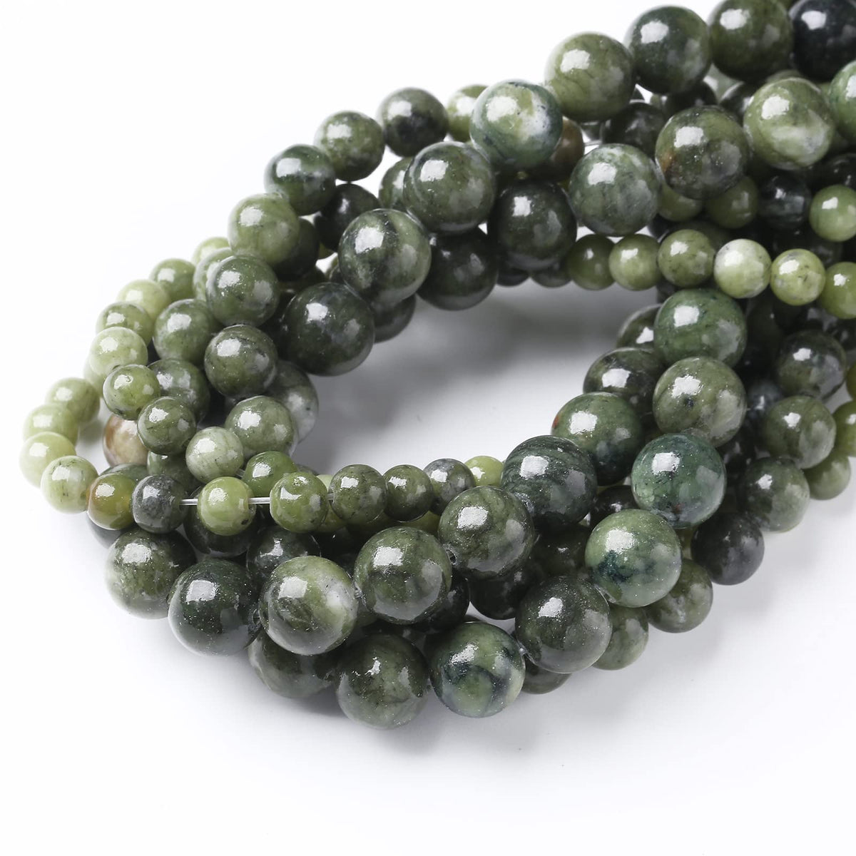32PCS 12MM Natural Southern Jade Beads Round Loose Stone Beads for Jewelry Making DIY Energy Stone Healing Power Bracelet 15"