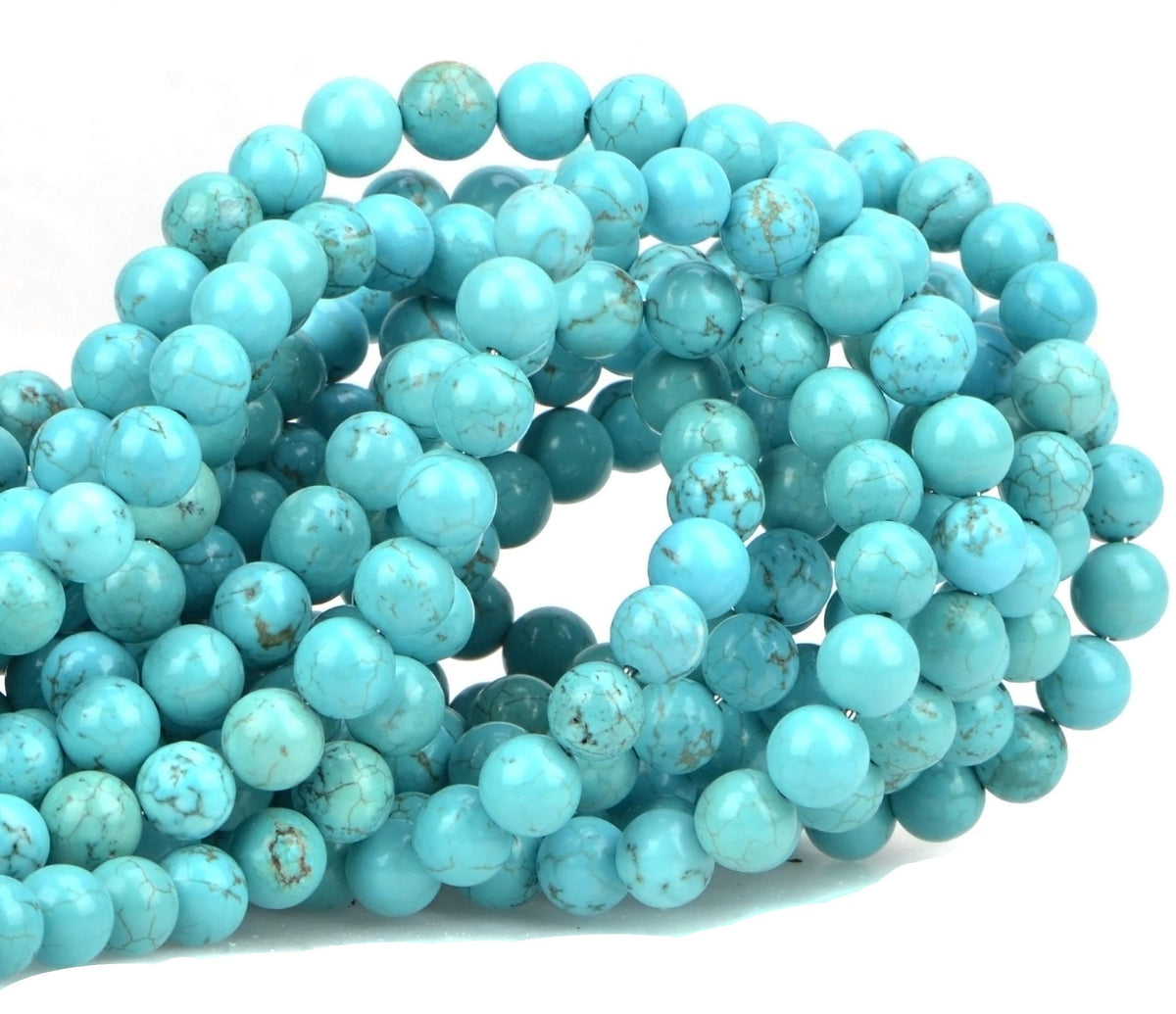 80Pcs Natural Crystal Beads Stone Gemstone Round Loose Energy Healing Beads with Free Crystal Stretch Cord for Jewelry Making (Turquoise, 10mm)