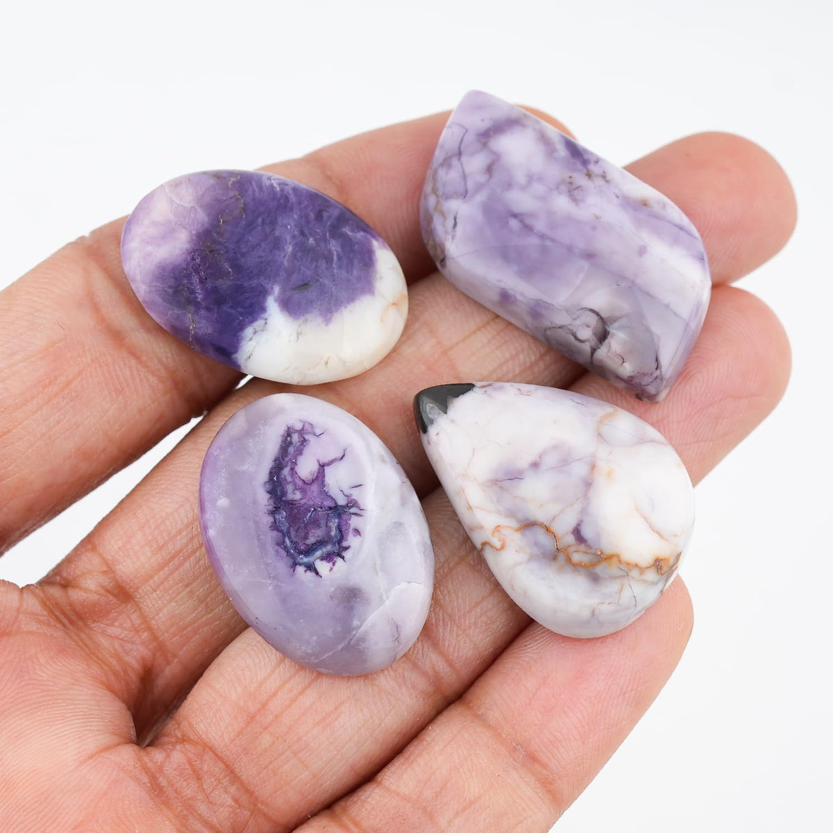 ColouredRocks (4pcs. A++ TIFFINY OPAL, Mix Shape, Natural Cabochon Crystals, Loose Gemstone, Wholesale Polished Supply, Jewelry Making, DIY Craft, Gem Collection (20-25mm free size)