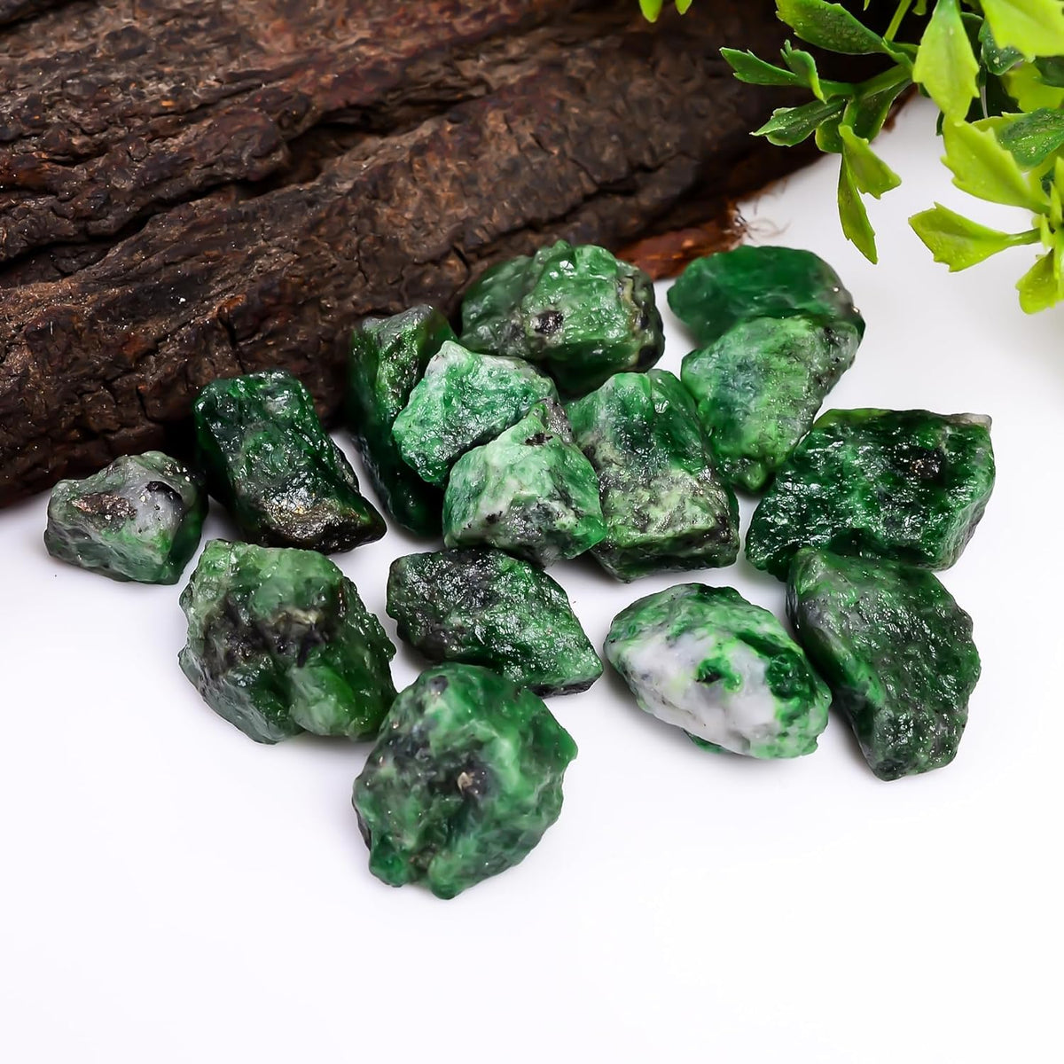 GEMKORA 30 carats Raw Tsavorite Green Garnet Rough Gemstone, Natural Crystals, Healing Stones, Wholesale Lot, Jewelry Making Supply, Raw Stone Bulk 2-3 Pcs, 16 to 20 mm