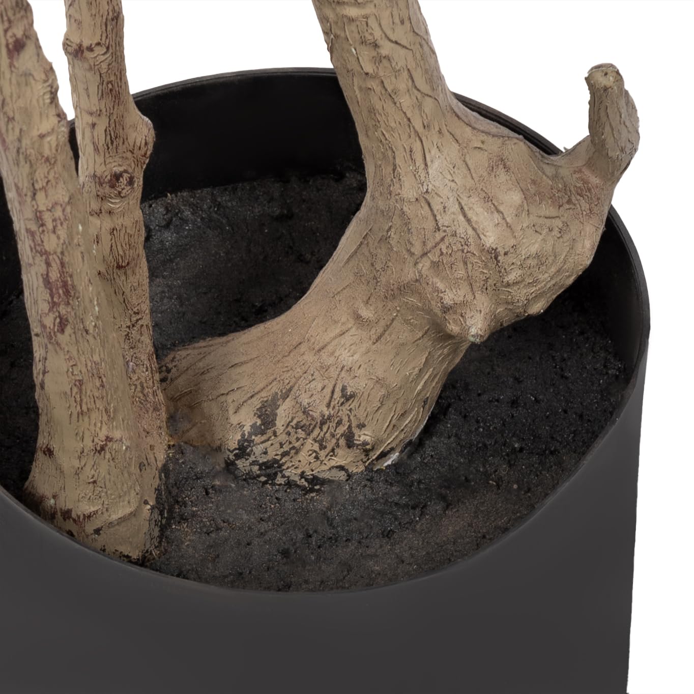 Kate and Laurel Oliveira Faux Olive Tree with Portell Metal Planter Pot, 7 FT, Gunmetal, Potted Artificial Olive Plant Tree with Realistic Foliage and Added Moss, Fake Plant Living Room Decor