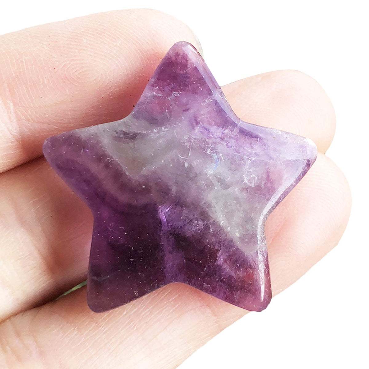 Fekuar Fluorite Crystal Star Chakra Stones for Reiki Healing Yoga Balance Meditation Polished Mini Pocket Palm Stone 1 Inch (30mm)