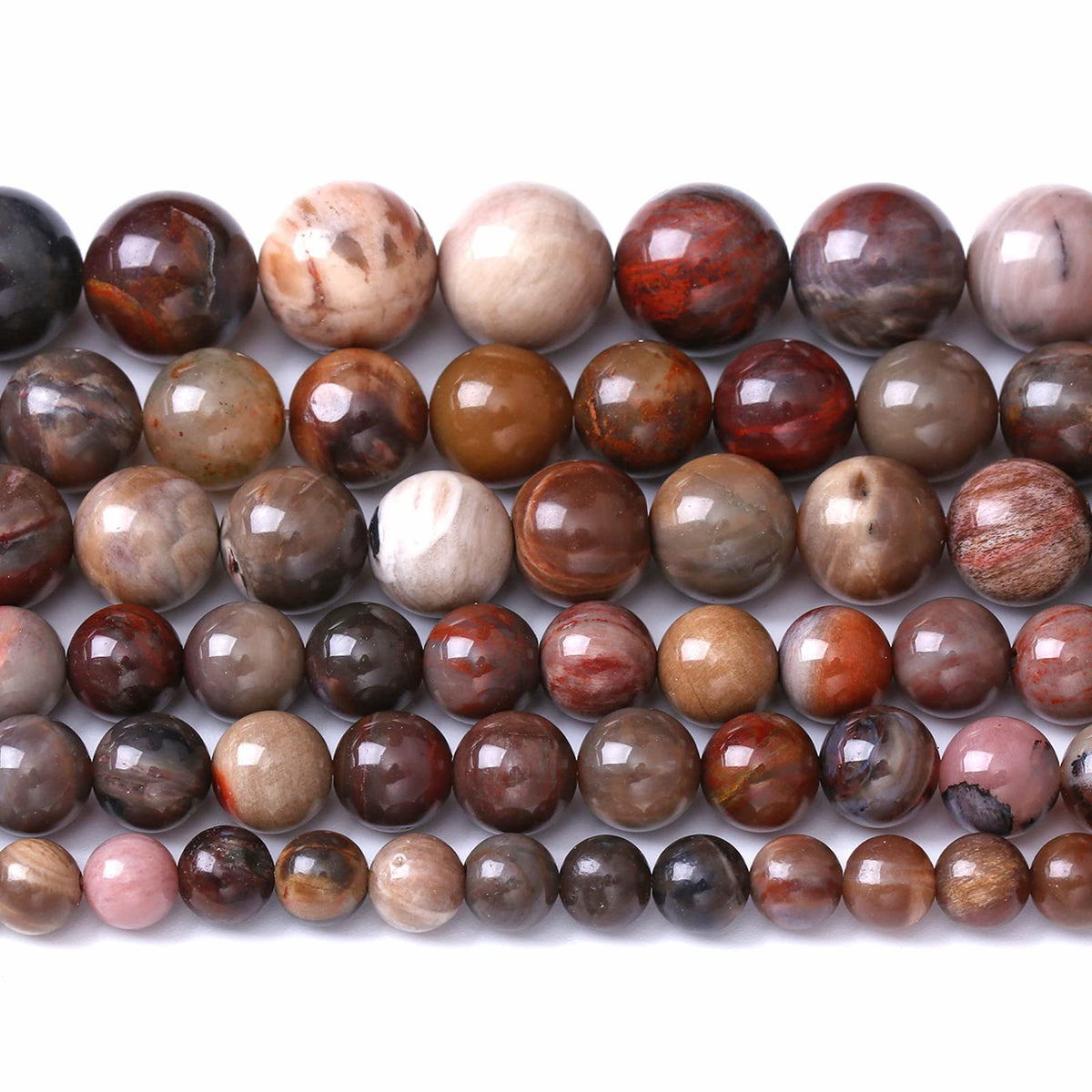 4MM 88PCS Natural Stone Petrified Wood Jasper Loose Beads for Jewelry Making DIY Bracelet