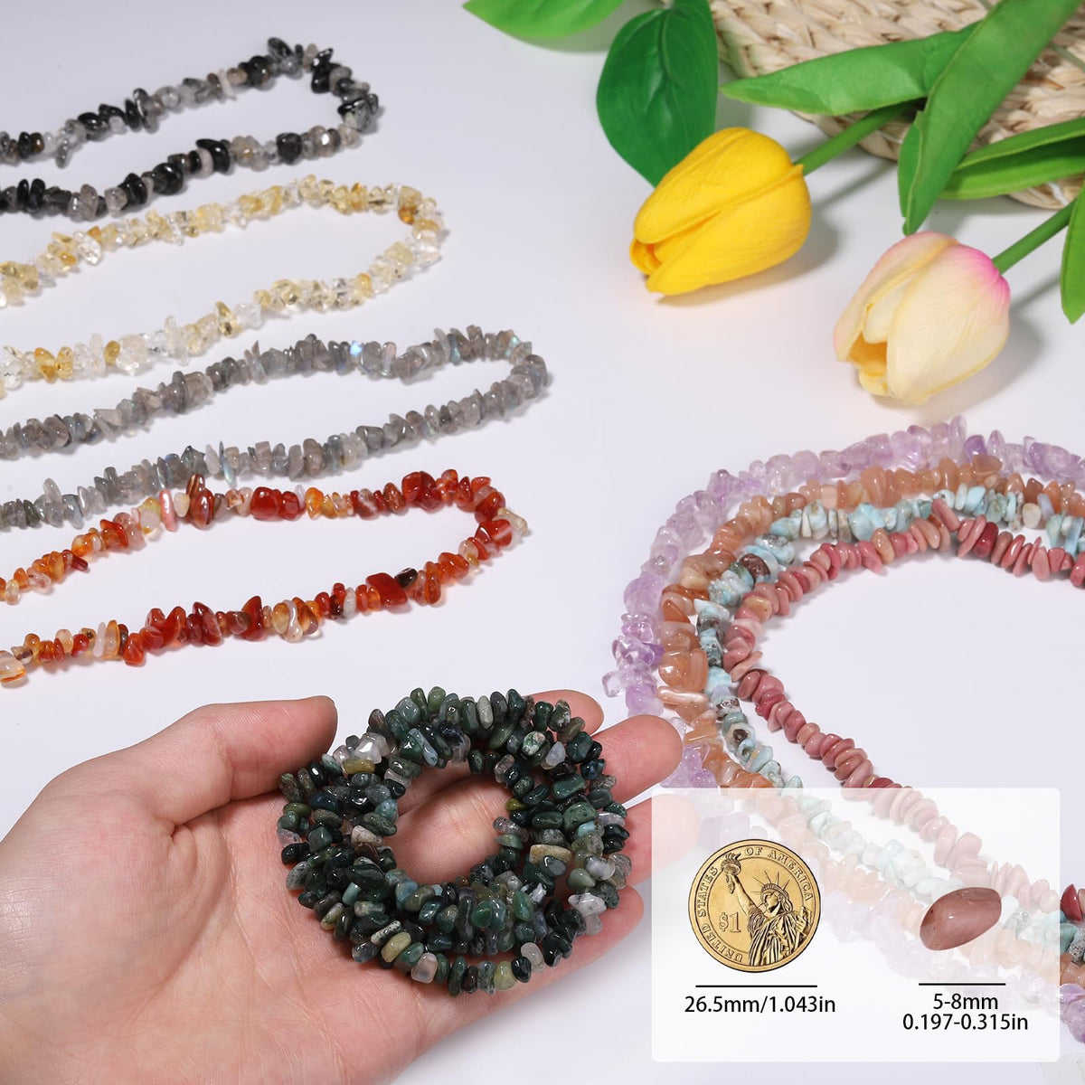 30in Citrine Natural Chip Stone Beads 5-8mm About 230pcs, Irregular Drilled Yellow Bead for Bracelets Jewelry Making Supplies for Adults, DIY Crafts.