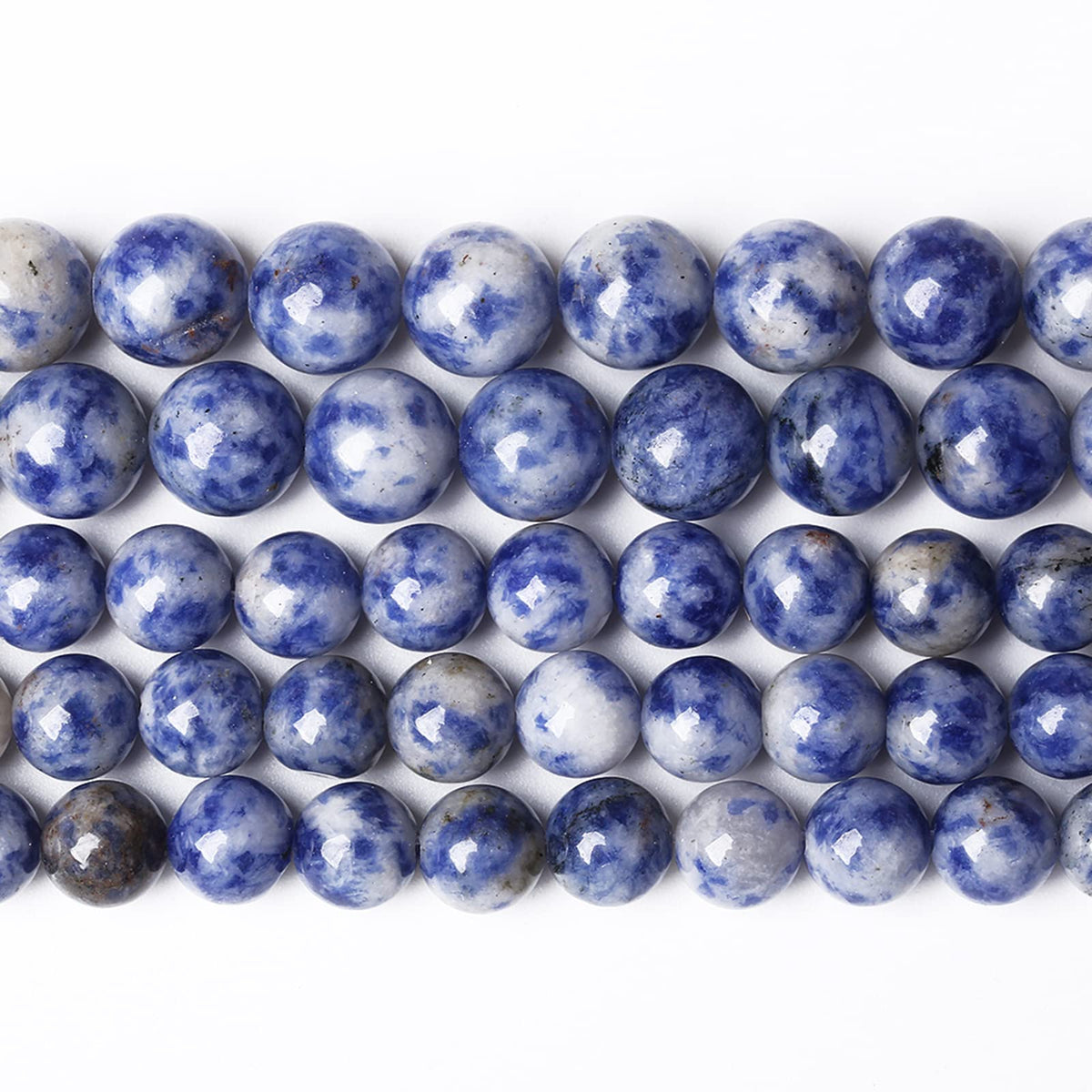 45PCS 8mm Natural Sodalite Beads Round Loose Stone Beads for Jewelry Making DIY Energy Stone Healing Power Bracelet 15"