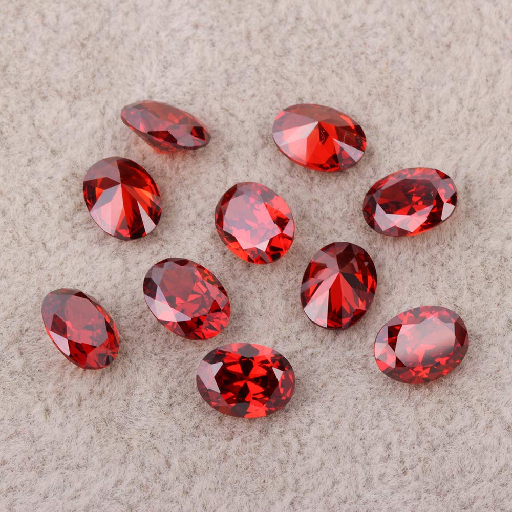 Ximimark 10Pcs Oval Shape Cut Red Mozambique Loose Gemstone 7x5mm