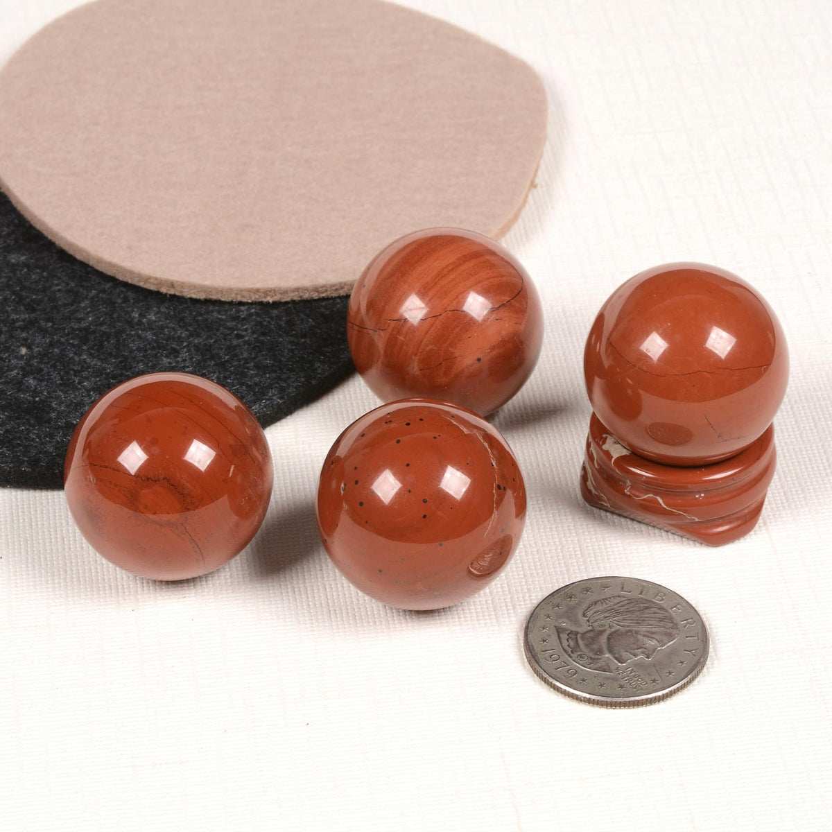 Justinstones Natural Polished Red Jasper Sphere with Red Jasper Stand – Handcrafted Gemstone 30mm Ball for Energy Healing, Meditation, and Home Décor
