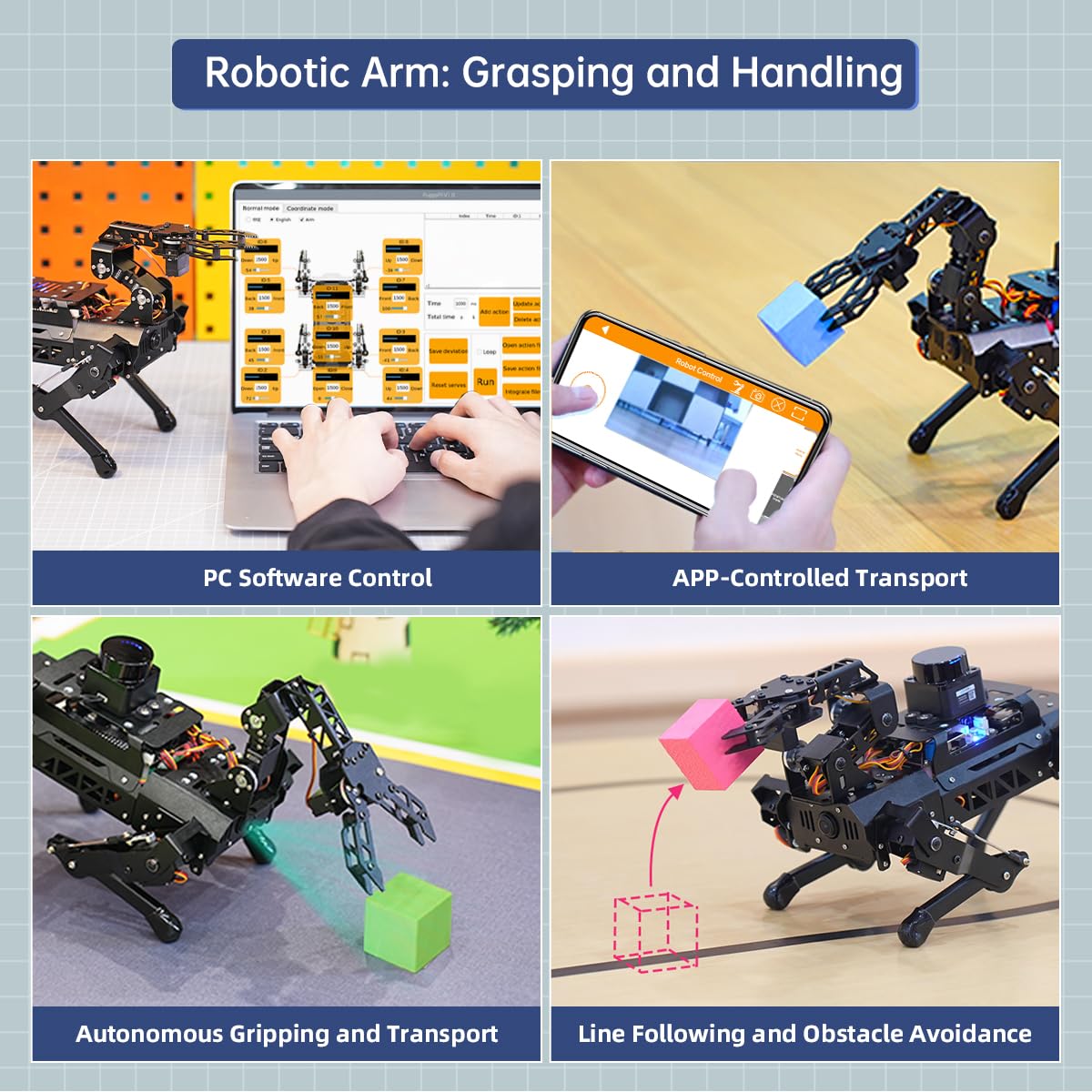 PuppyPi Robot Dog with ChatGPT Large AI Models AI Embodied Intelligence ROS Robotic Dog Vision Scene Voice Understanding SLAM Mapping Navigation Bionic Quadruped Robot, Ultimate Kit & RaspberryPi5 8GB