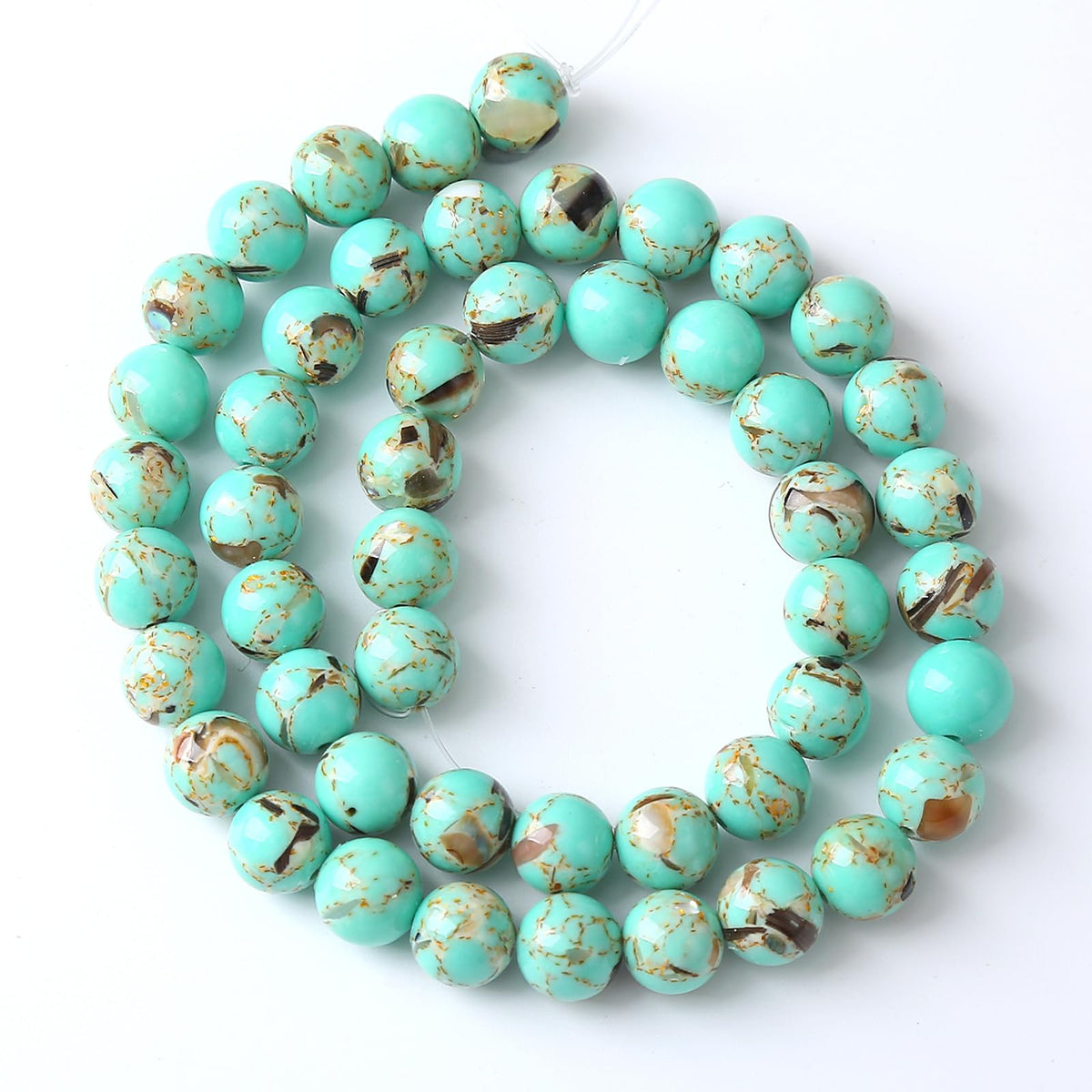 12MM 32PCS Peacock Blue Shell Turquoise Spacer Loose Beads for Jewelry Making DIY Bracelet Necklace