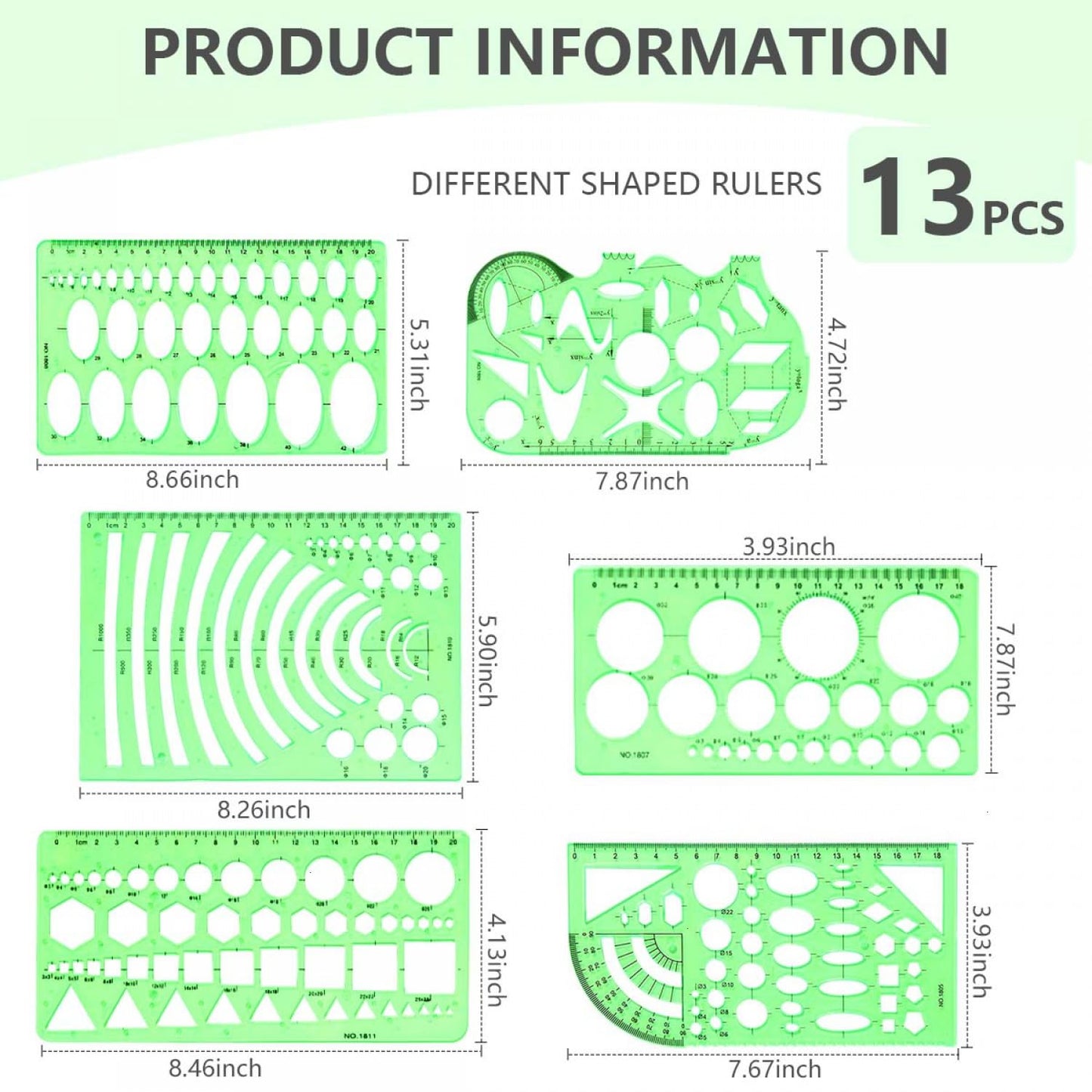 SenseYo 13 Pack Drawings Templates Stencil, Circle Template for Geometric Drawing Stencils, Plastic Clear Circle Stencils Architecture Supplies Drafting Tools for Office, Studying, Designing