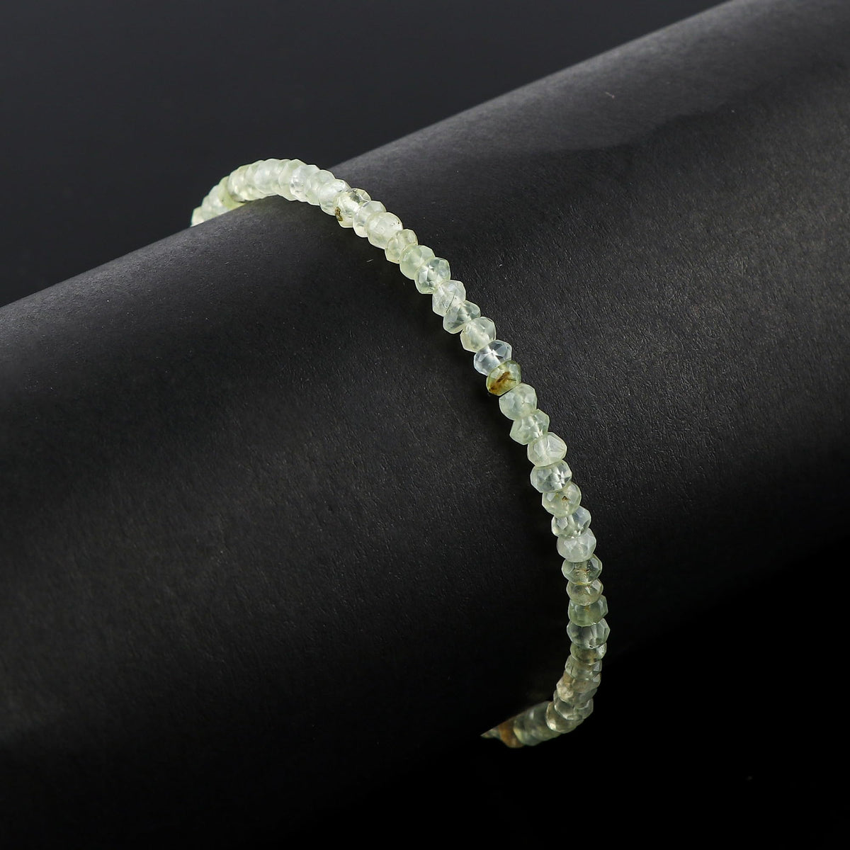 CRYSTALINES Natural Prehnite Gemstone Bracelet, Handmade Jewelry, Healing Crystals, Silver Bracelet, High Grade Stones, Adjustable Chain, Birthday Gift for Women, 8inch