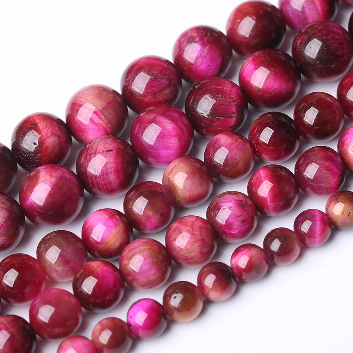 Natural Rose Red Tiger Eye Beads for Jewelry Making Round Loose Stone Beads Semi-Precious DIY Bracelet Necklace 10mm