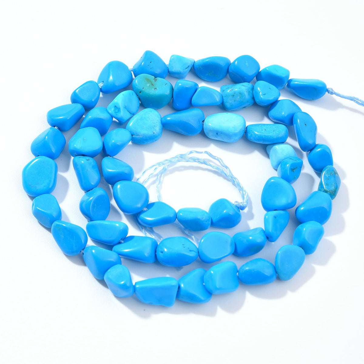 jodaying 6-8mm Natural Blue Turquoise Nuggets Oval Free Tumbled Pebble Semi Precious Gemstone Loose Stone Beads Approx 15.5 inch for DIY Jewelry Making