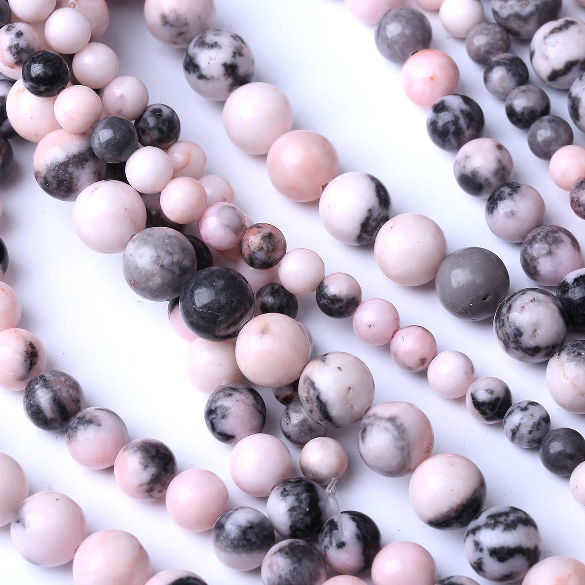 32PCS 12MM Natural Pink Zebra Jaspers Beads Round Loose Stone Beads for Jewelry Making DIY Energy Stone Healing Power Bracelet 15"