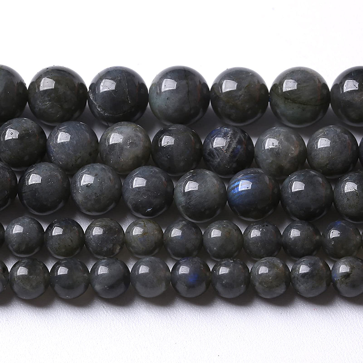 8MM 46PCS Natural Stone Black Labradorite Beads Crystal Loose Beads for Jewelry Making DIY Bracelet