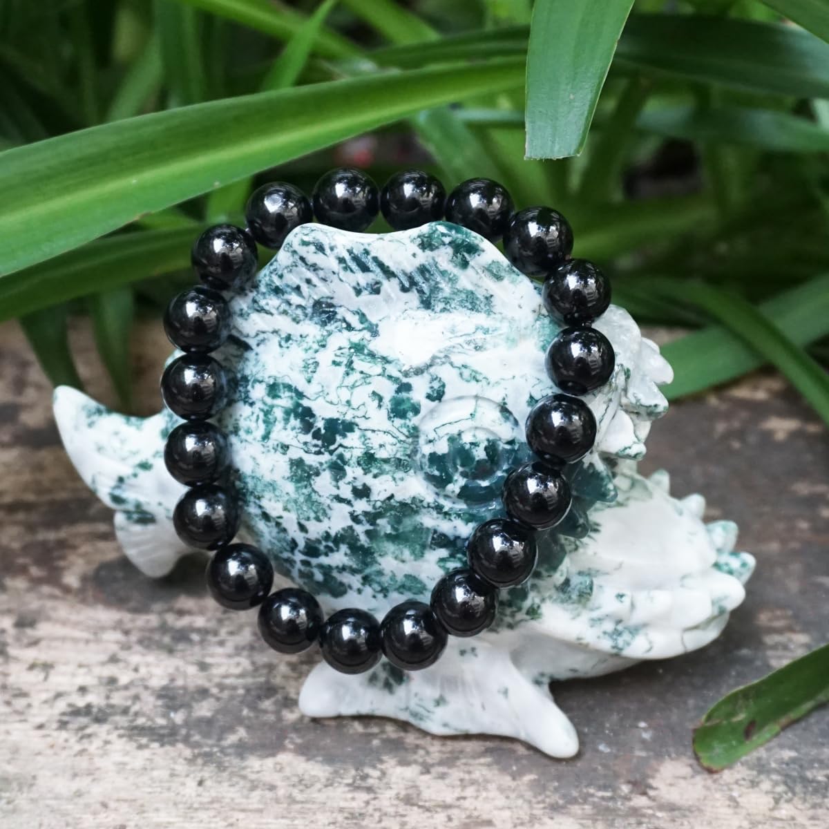 Black Tourmaline Bracelet 10MM | 3A Grade Natural Chakra Crystal Jewelry | Birthstone of October, Fit 7.5" Wrist Size, Bring Luck, Peace & Love, Feng Shui choice for Friends Familys