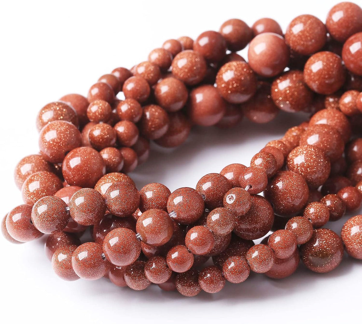 90PCS 4MM Gold Sand Stone Beads Natural Gemstone Bead Crystal Healing Energy Jewelry Making DIY 18 inches