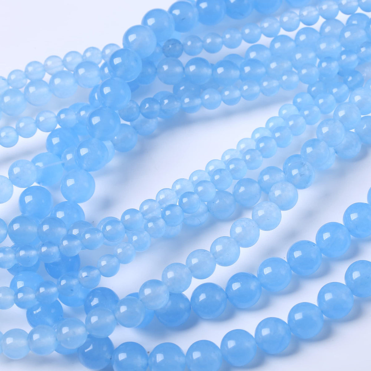 8MM Blue Chalcedony Round Loose Beads Natural Gem Beads Crystal Energy Stone Beads for Jewelry Making DIY Bracelet Necklace