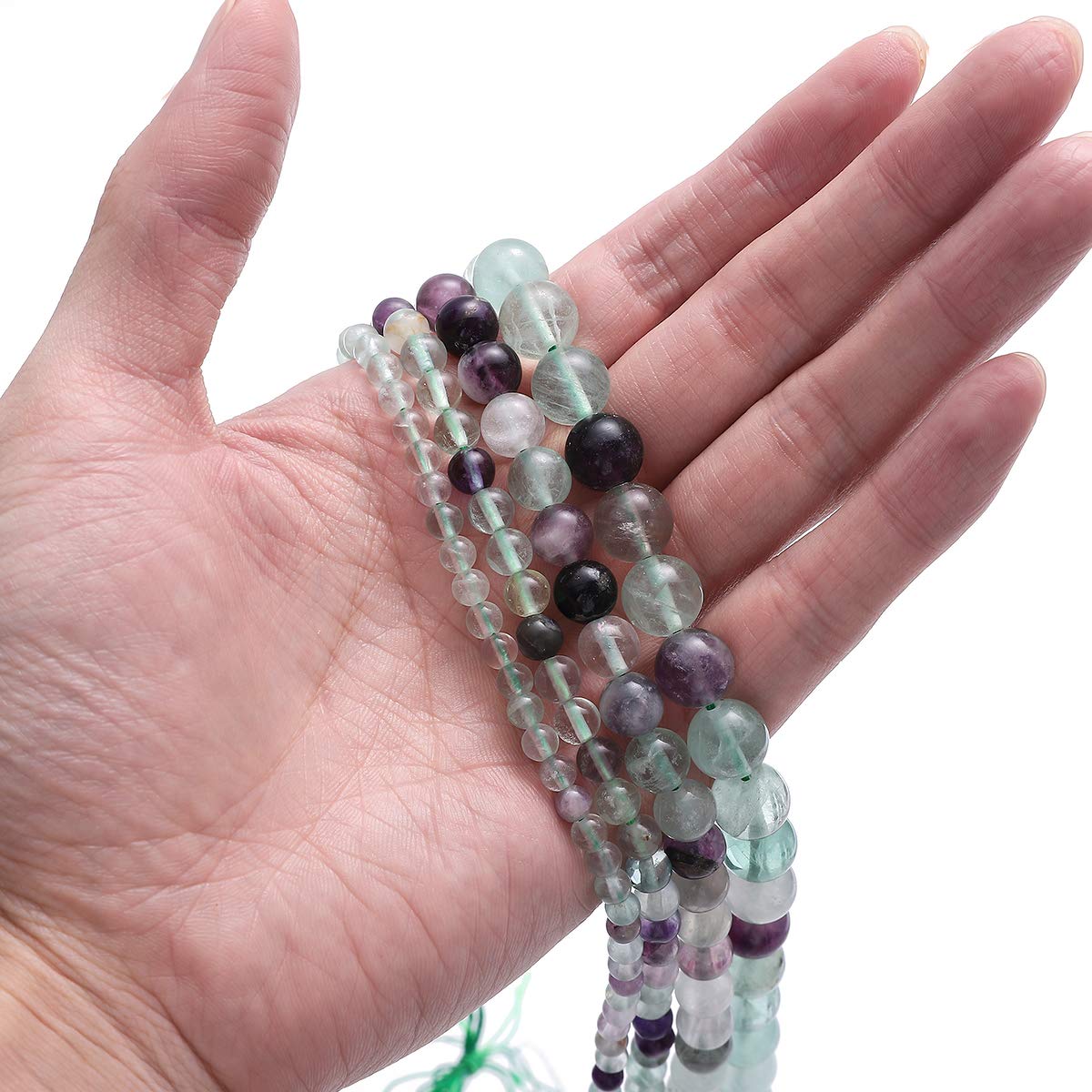 BEADIA Natural Fluorite Stone Round Loose Semi Gemstone Beads for Jewelry Making 4MM 89PCS