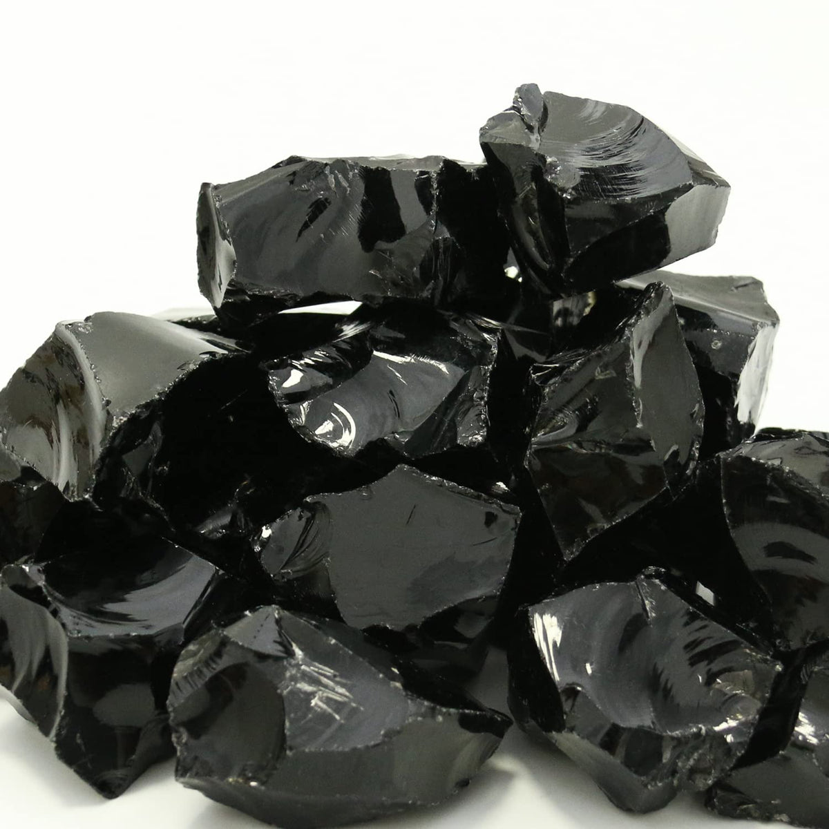 Black Obsidian Stones Crystal Bulk, Raw White Quartz Crystal Stones for Wicca, Reiki, and Energy Healing Crystals, Witchcraft Supplies, Rocks for Tumbling, Calcite Crystal, Hypnotic Gems(1 Lb)
