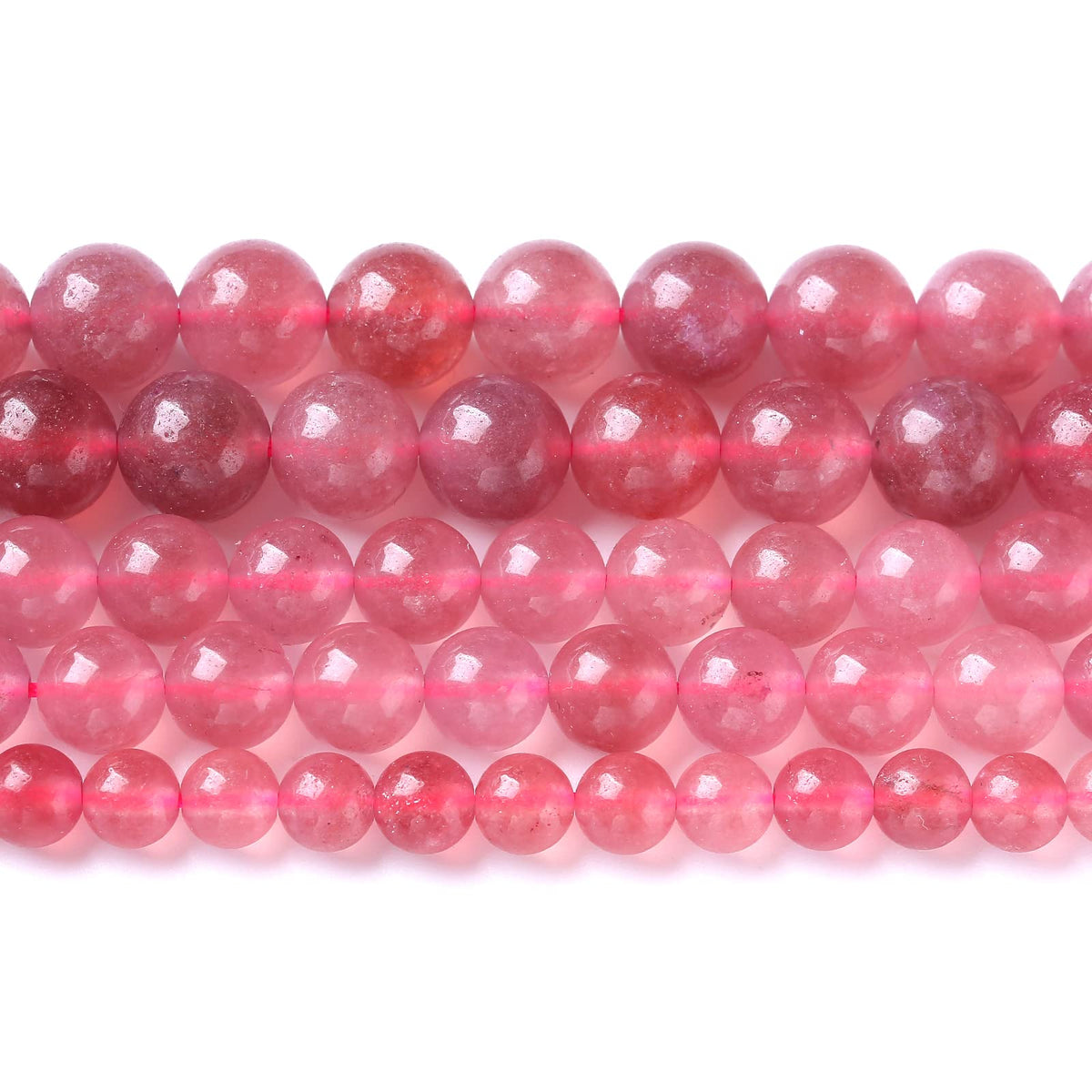 10mm 36pcs Natural Strawberry Quartz Crystal Jades Stone Beads for Jewelry Making DIY Bracelet Necklace Accessories 15" Energy Healing Power Stone Beads (Strawberry Quartz Crystal Jades, 10mm)