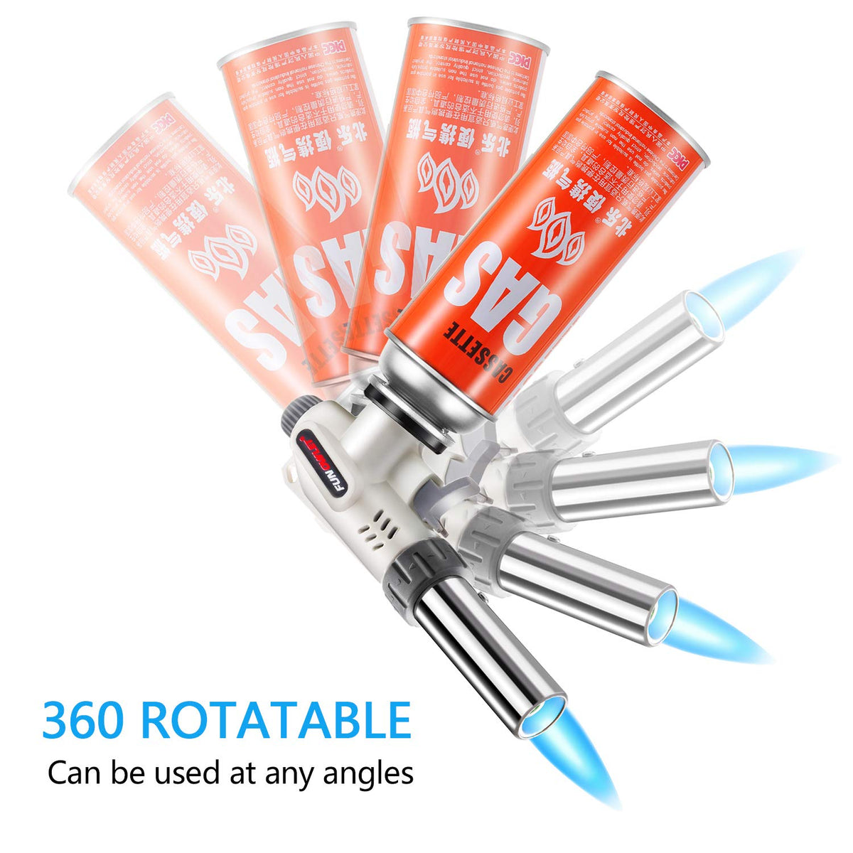 FunOwlet,Butane Torch Kitchen Blow Lighter, Culinary Torches Head Professional Chef Cooking Adjustable Flame For Sous Vide, Creme Brulee, Baking, BBQ (Butane Gas Not Included)