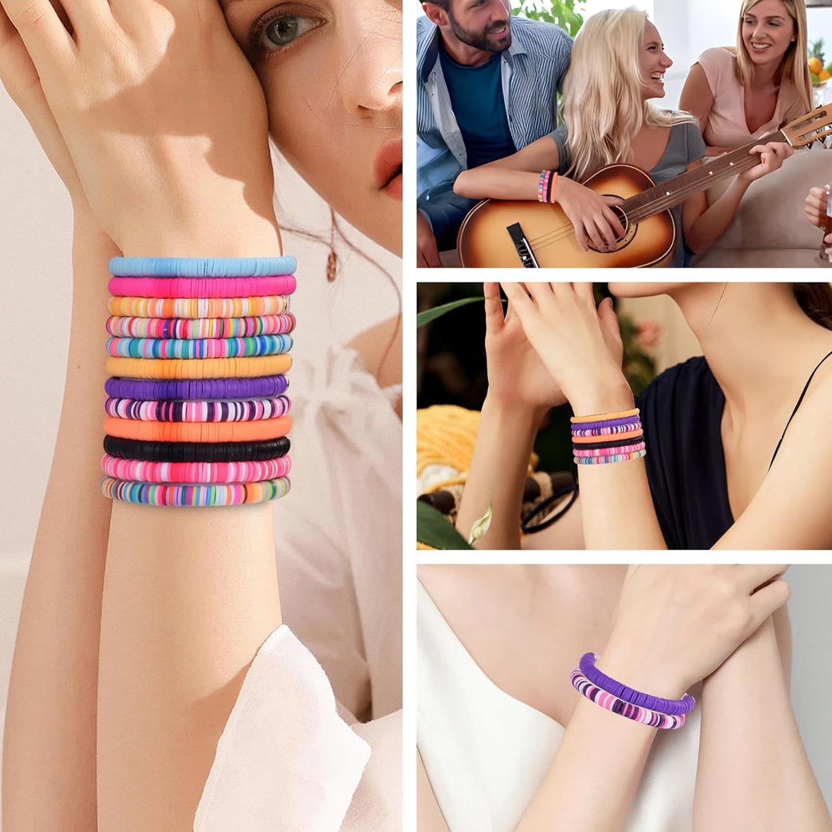 Lssfadccx Colorful Bracelet, Collection Bracelets for Women, Rope Weaving Colorful Letter Beads Adjustable Friendship Bracelet
