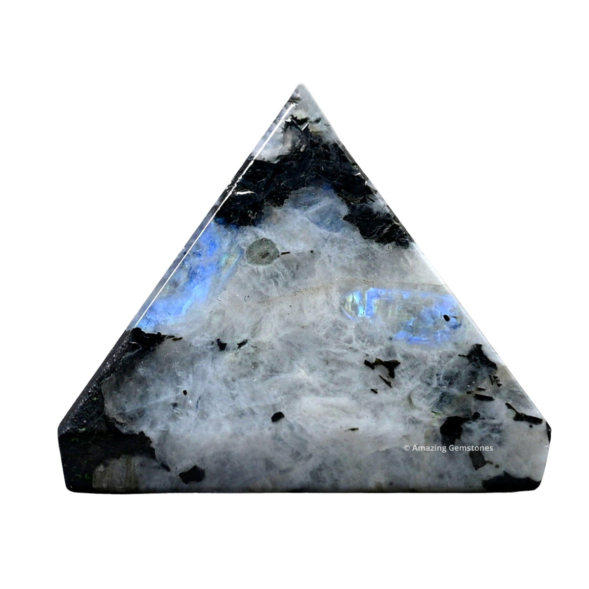 Amazing Gemstone Rainbow Moonstone Pyramid Crystal Healing Stones - 1" Great Pyramid Figurine of Natural Stone Pyramid for Meditation, Reiki, Chakra Balancing and Crystal Pyramids Grid