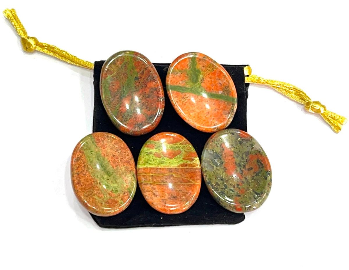 GEMSCITE Unakite Thumb Worry Stones Metaphysical Gemstone Crystal Healing Reiki Men Women Gift FENG Shui Positive Energy Love Wellness Palm Stones Wicca Powerful
