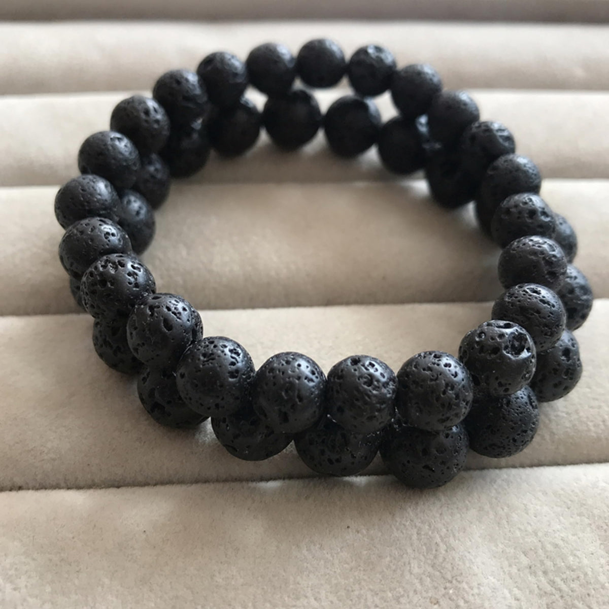 Cryhand Handmade 8mm Beaded Bracelets For Men Protection Bracelet For Women Chakra Feng Shui Stretchy Handmade Lucky Money Stretchy Crystal Bracelets Best Gifts (Lava 1PCS)