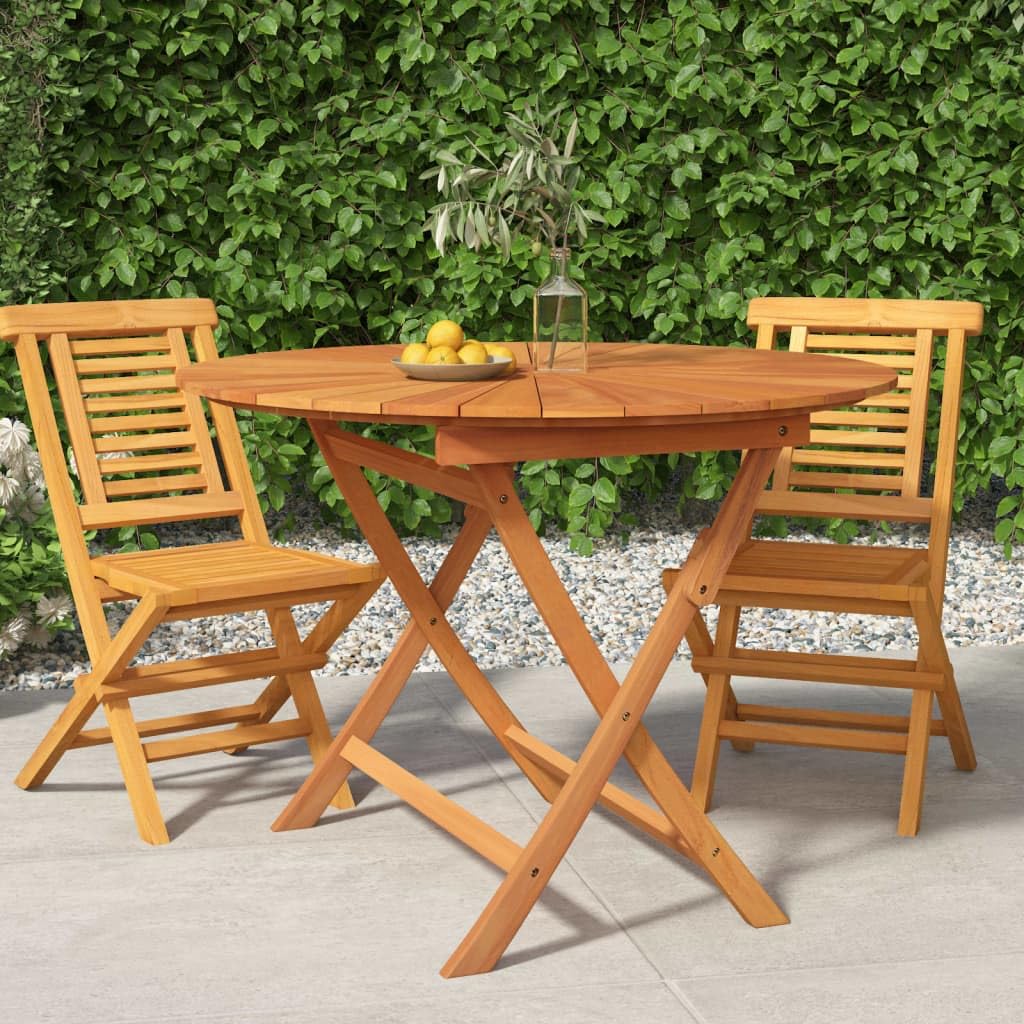GROSERY Folding Patio Table ? 33.5""x29.5"" Solid Wood Teak,Teak Wood Patio Table, Foldable Outdoor Dining Table with Umbrella Hole for Garden, Balcony, and Commercial Use, Brown