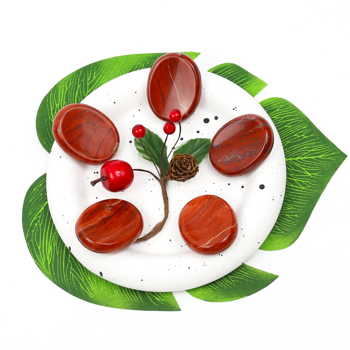 Nvzi Worry Stones Red Jasper Crystals, Chakra Crystals and Healing Stones, Oval Palm Stone, Thumb Stone, Crystals for Beginners, Spiritual Gifts for Women, Meditation Accessories (1PCS)