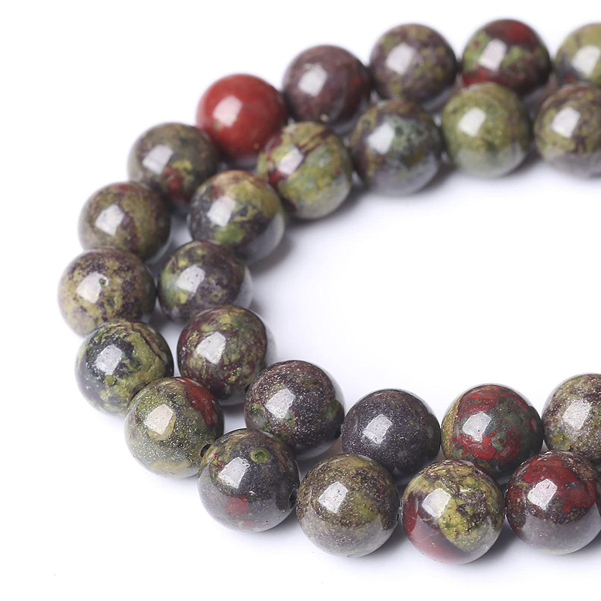 Natural Dragon Blood Jasper Beads Round Loose Energy Healing Stone Beads for Jewelry Making DIY Bracelet 8mm 45pcs 15 Inch