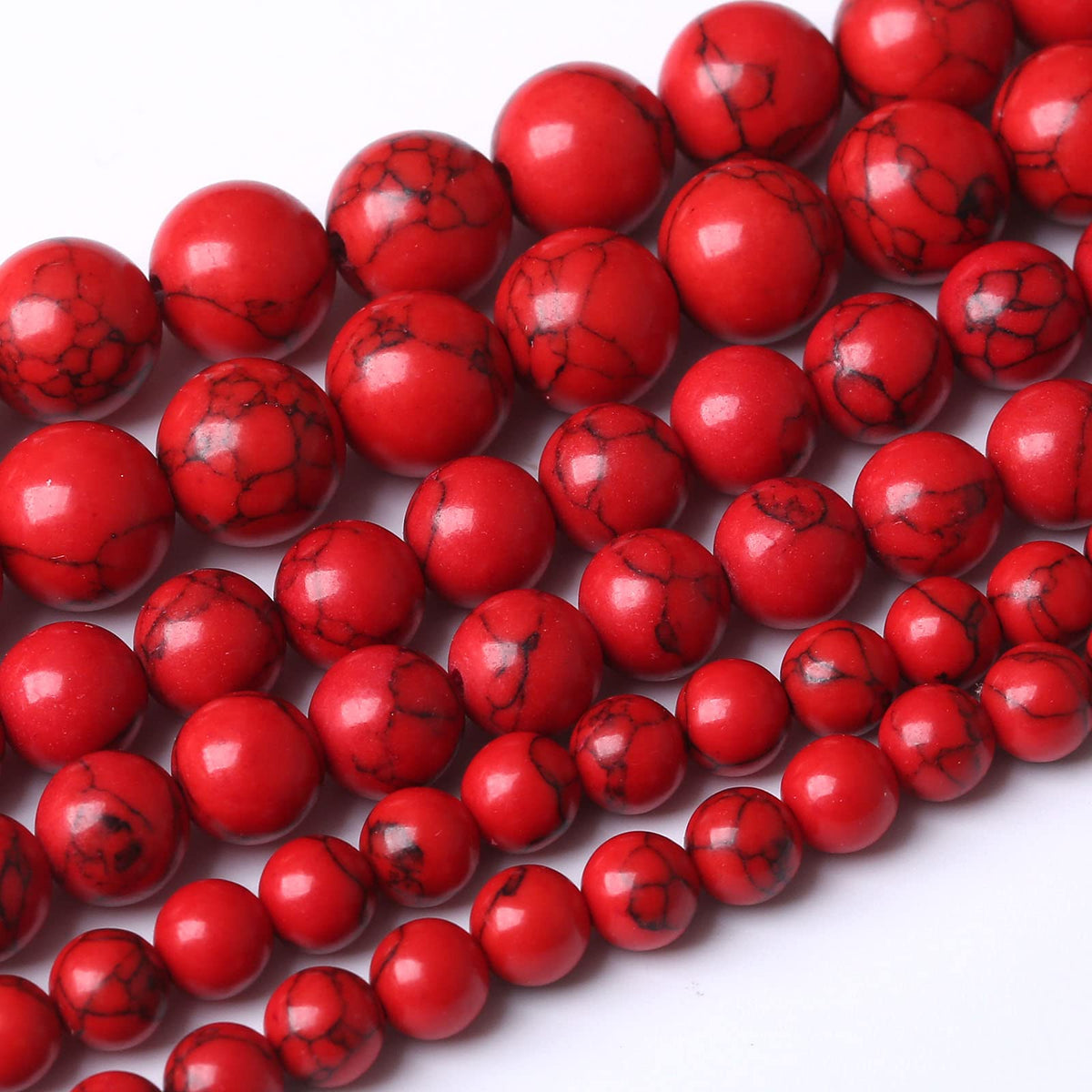32PCS 12MM Beads Red Turquoise Beads with Mother-of-Pearl Round Loose Beads Natural Gem Beads for Jewelry Making 15"