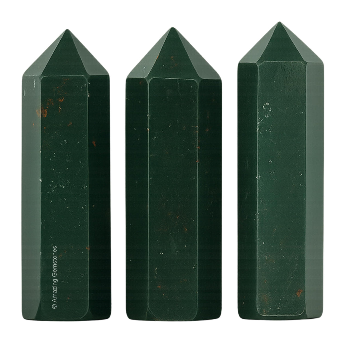 Amazing Gemstone Bloodstone Crystal Points Bulk Healing Crystals and Stones - Pack of 3 Single Terminated Healing Wand Point Bulk Crystals for Crafts, Crystal Grid, DIY Work - Premium Crystals