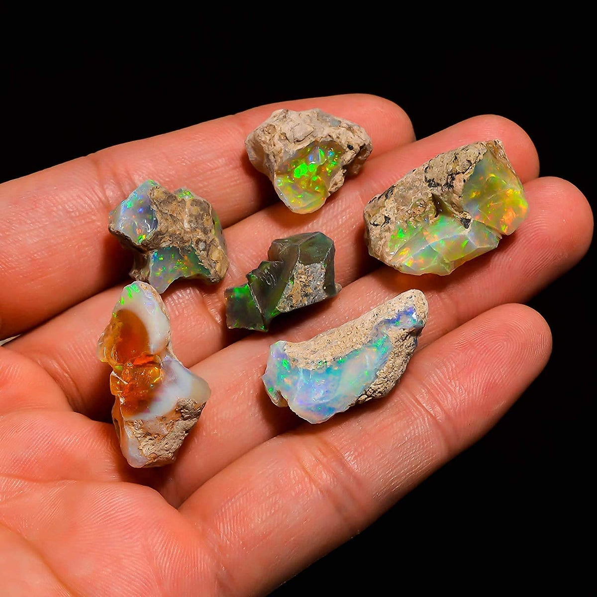 GEMKORA 100 cts Ethiopian Opal Raw, Fire Play Opal, Opal Supply, Jewelry Making Stones, DIY Crystals, Chakra Opal, Healing Opals, Birthstone, Good Luck Gemstones, Opal Rough