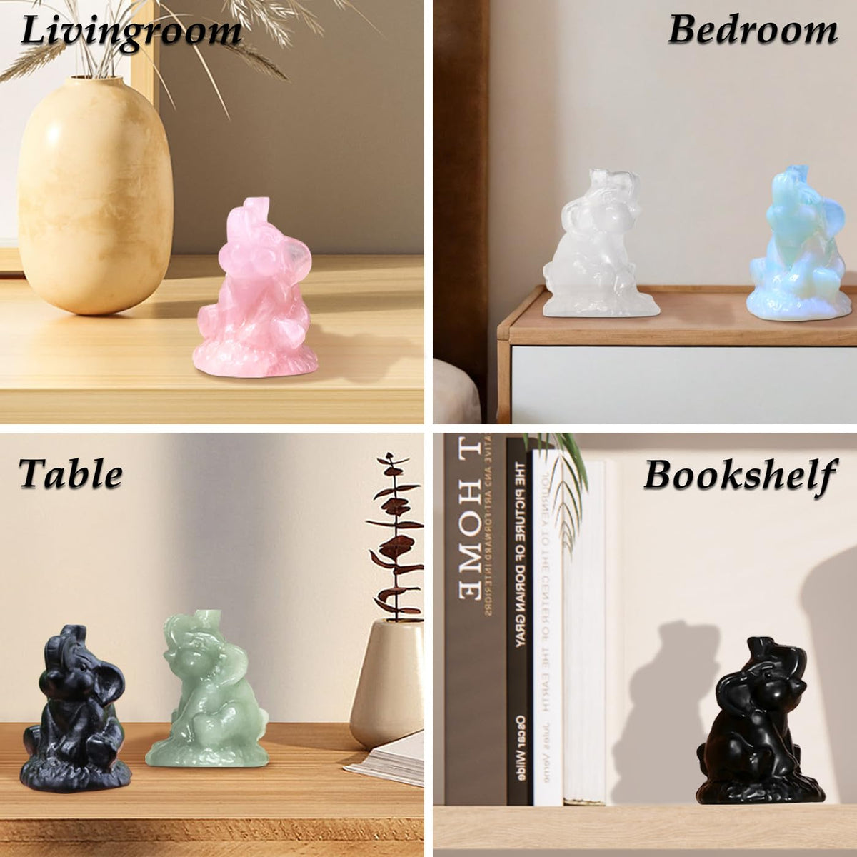 ZHIYUXI 2.2" Opalite Elephant Gifts for Women Encouraging White Elephant Decor Lucky Cute Elephants Figurine Inspirational Gifts for Women