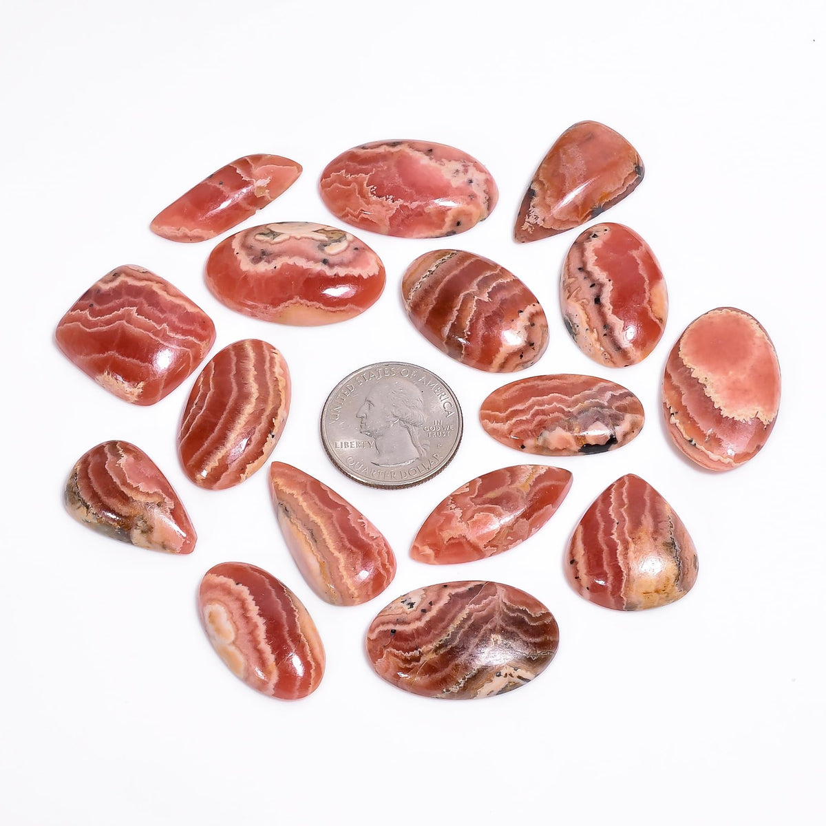 GEMKORA 3pcs Natural Pink Rhodochrosite Cabochon Gemstones Wholesale Lot Jewelry Making, Loose Crystals Supply, Healing Stones, Mix Pack, Crystals, Bulk Deal, Stones, 18 to 25mm