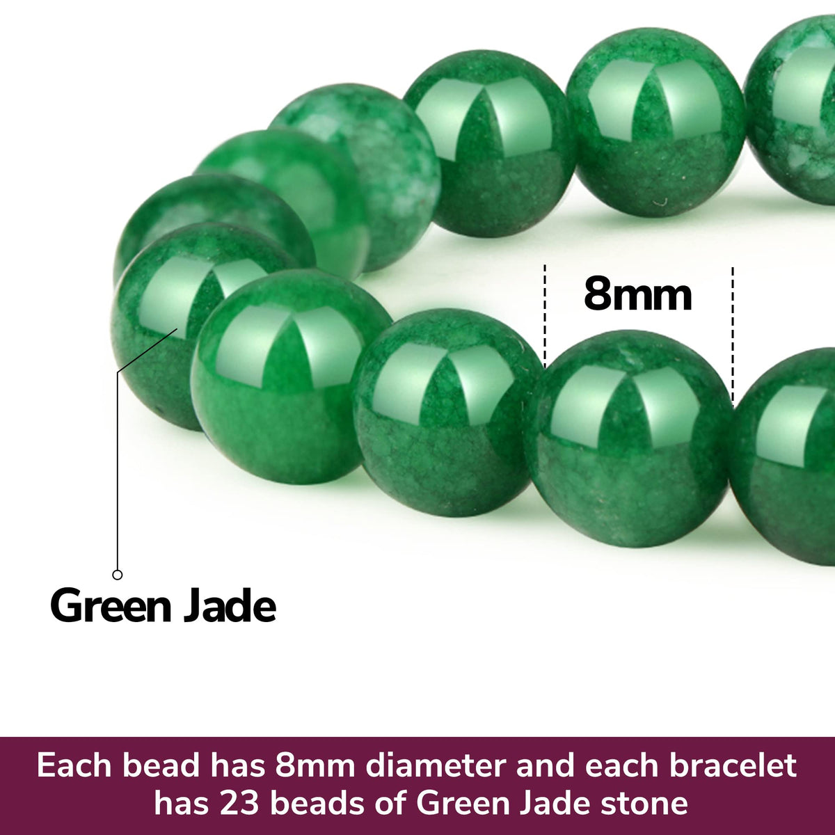 Crystal Vibe Green Jade Bracelet - Healing Crystal Wealth Bracelet - Jade Beaded Bracelet for Women Men - Bring Good Luck Prosperity and Emotional Balance - Adjustable Size