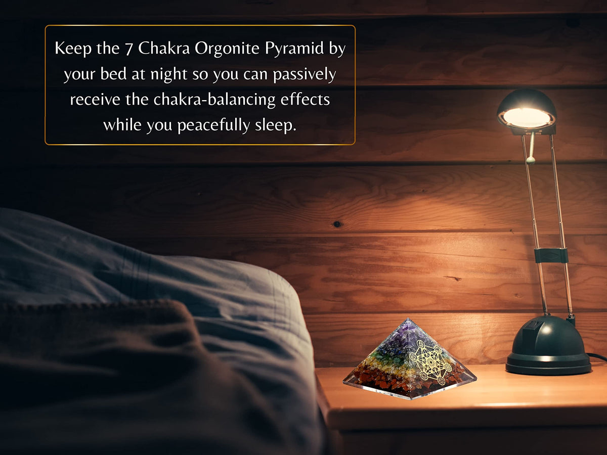 Amazing Gemstone Large Orgone Pyramid | Natural Chakra Pyramid Crystal | Chakra Metatron Orgonite Pyramid | Organ Pyramids Positive Energy Healing